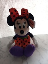Disney Store Minnie Mouse 10.5  Plush Halloween Orange  Black Polka Dot Dress
