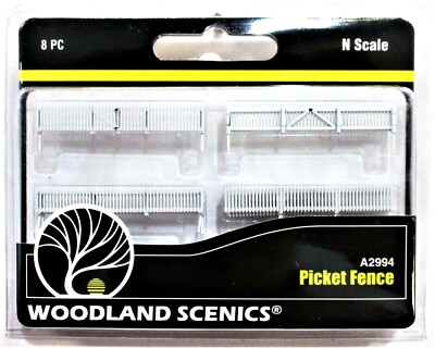N Scale Woodland Scenics A2994 Picket  Fence w/Gates Hinges & Planter Pins