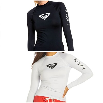 NWT Ladies ROXY Whole Hearted Long Sleeve Rash Guard/ Swim Rashie UPF 50