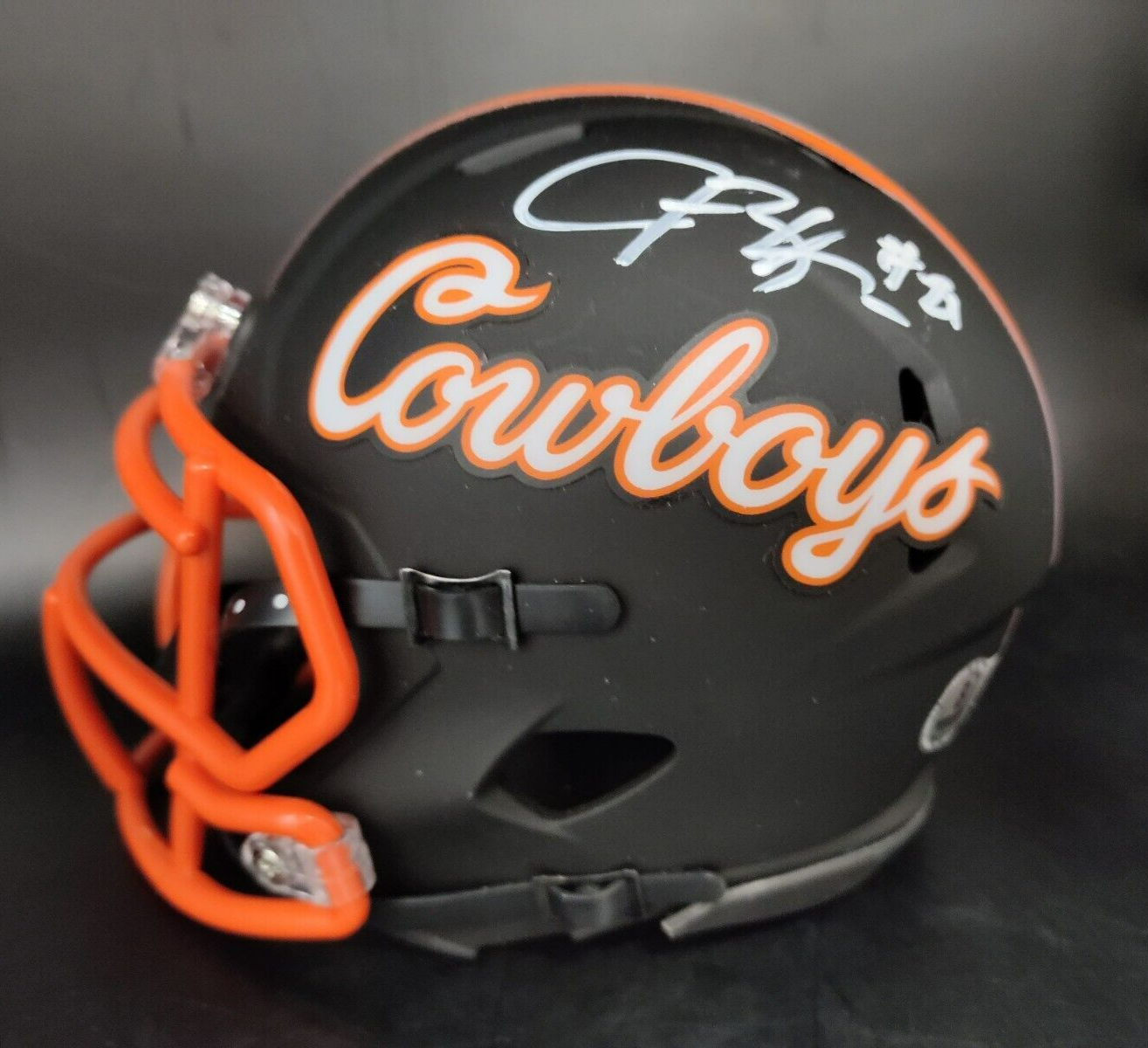 Justin Blackmon Autographed Signed Oklahoma State Cowboys Mini Helmet Speed Riddell Beckett BAS COA HOF Oklahoma St 