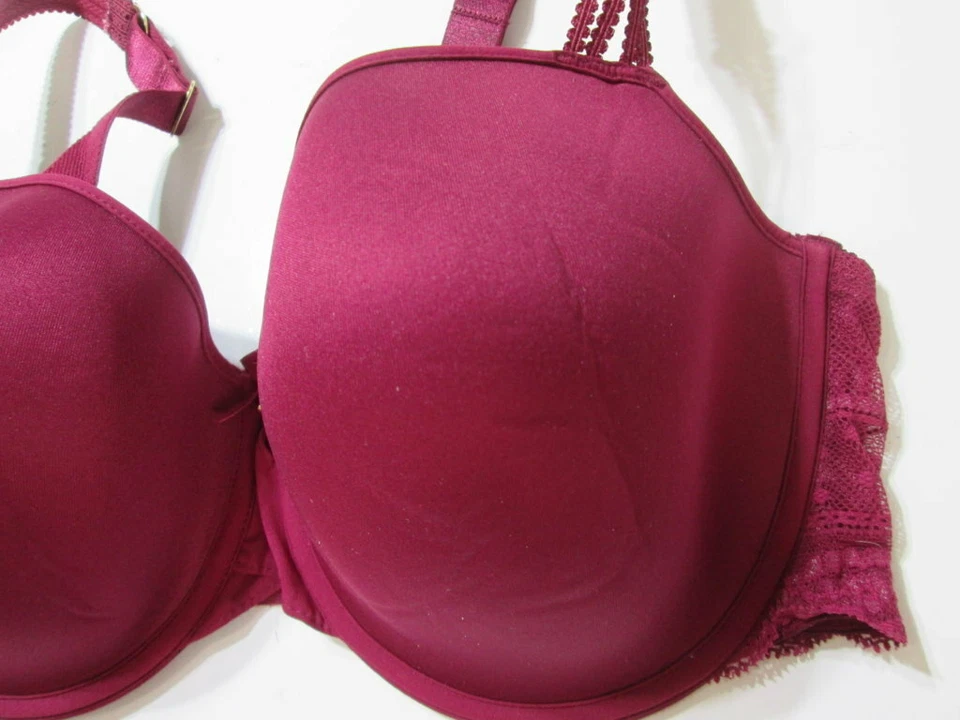 Chantelle Bra Size 34DD Burgundy Underwired Lined Adjustable Strap Lace Lingerie - Image 4 of 4