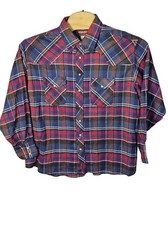 Vintage 90s Wrangler Western Flannel Shirt Mens 2X BIG Pearl Snap Plaid Cowboy