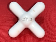 ANTIQUE WHITE PORCELAIN COLD WATER FAUCET HANDLE KNOB Tub-Bathroom-Kitchen Sink