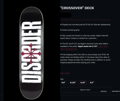 Disorder Skateboard Deck CROSSOVER (LOT OF 2) 8.125 & 8.25 Logo