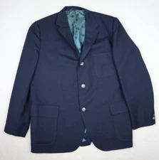 NFL BY CURLEE - VINTAGE MEN'S BLUE 3 BUTTON BLAZER JACKET SPORT COAT - SIZE 44R
