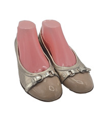 AGL Monika Gold Leather Cap Toe Made in Italy Slip On Ballet Flats Womans Sz 39
