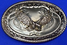 USA made American Bald Eagle Flying Hunting Diving for Prey western belt buckle