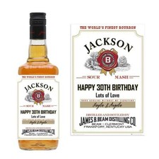 PERSONALISED JIM BEAM BOTTLE LABEL BOURBON WHISKEY BIRTHDAY NAME