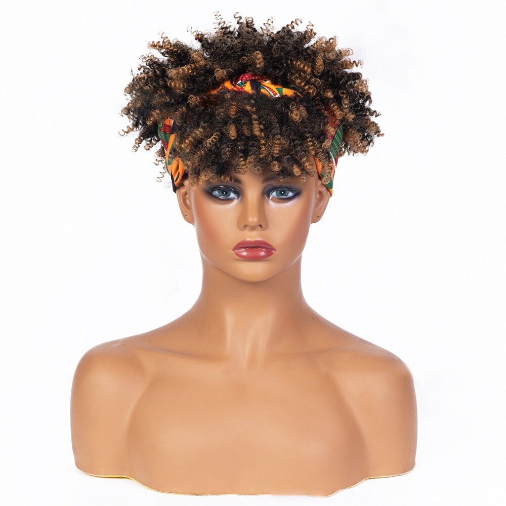 Short Afro Kinky Curly Headband Wigs African American Curly Hair Scraf Wrap Wigs eBay