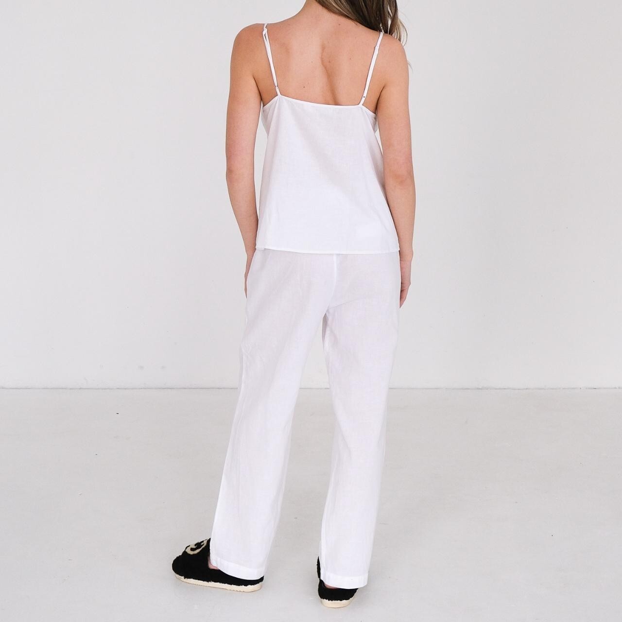 Maison Essentiele Optic White Cotton-Linen Wide Leg Pants, Size XS, RRP: $275.00 image 3