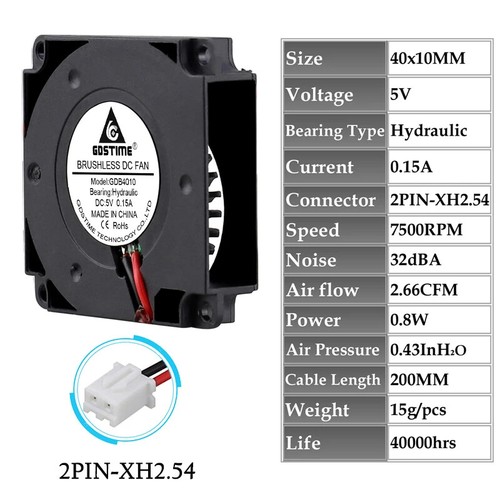 24V 3D Printer Fan 40x10MM Dual Ball Turbo Blower High Speed Cooler Radiator - 第 13/15 張圖片