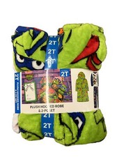 NWT Boys Nickelodeon TMNT Plush Hooded Robe  2-PC Pajama Set 2T