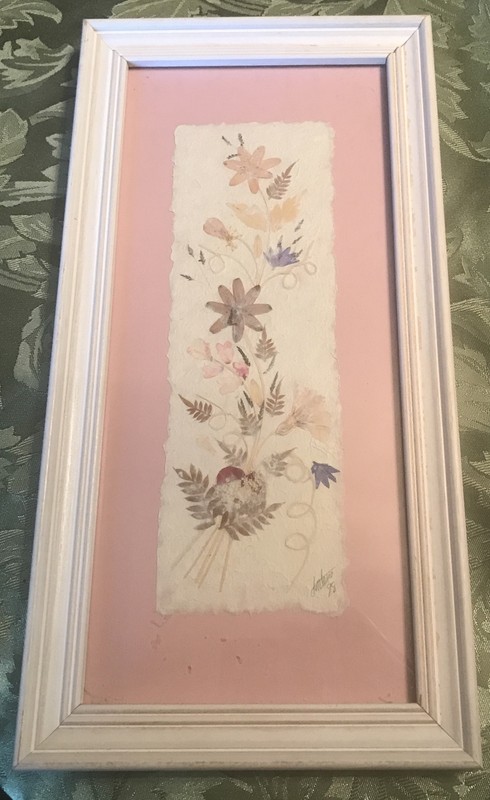 White Framed Wildflowers On Papayas Signed 1998 Vintage Handmade Madagascar