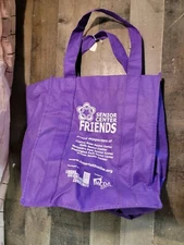 senior center Friends purple tote bag reusable