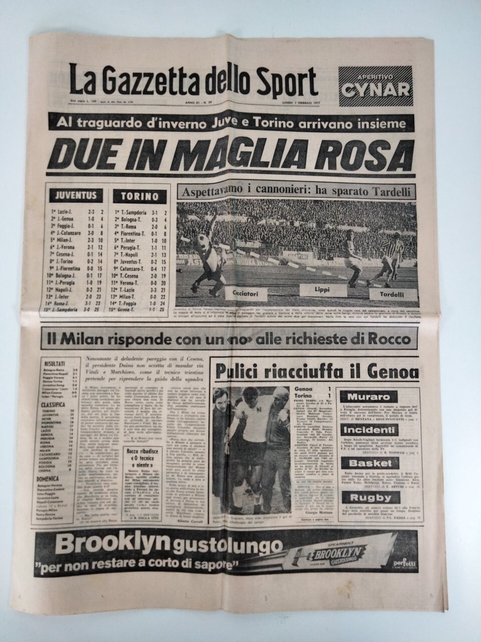 La Gazzetta Dello Sport 7 Febbraio 1977 Due in maglia rosa