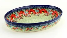 Polish Pottery Au Gratin Oval Baking Dish – 12" x 8 ½" x 2 ½" - Boleslawiec