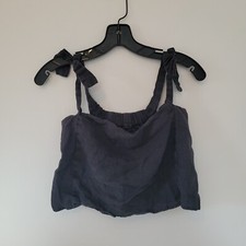 Reformation Black linen tie shoulder cami Bustier Cropped tank top XS