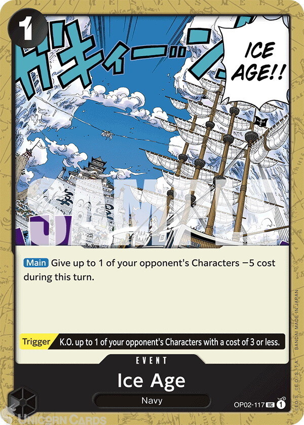 OP02-117 Ice Age : Uncommon English One Piece TCG Card : PRB01: One Piece Card T