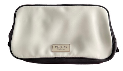 NWOT Prada Parfums Black Mint Sateen Polyester Cosmetic Travel Toiletry Clutch