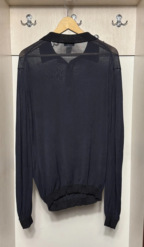 Gianni Versace Couture Vintage Azul Seda Manga Larga Polo para Hombre Talla XL Foto 2 de 4