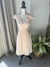 J. Crew Blush Pink V Neck  Dress Short Cap Sleeve Knee Length Size 2 Bridesmaid