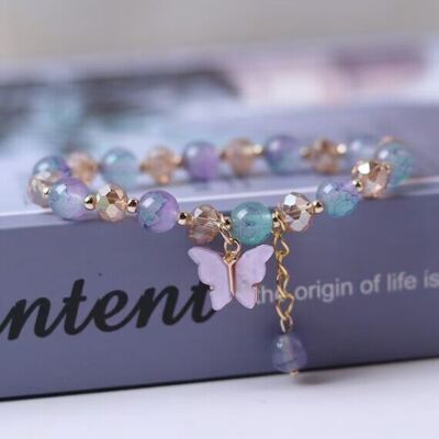 Beautiful Butterfly Beaded Charm Bracelet Women Girls Children Jewellery  Gift UK UK