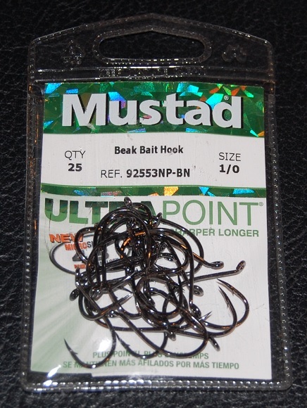 Mustad Beak/Octopus Fishing Hooks - Fine Wire, Forged Black Nickel, Size 1 - View #8
