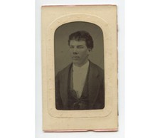 HANDSOME MAN W/ PLAID VEST - TINTYPE STUDIO PORTRAIT 1/6 PLATE