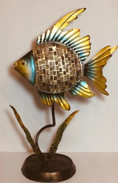 Awesome Metal Tropical Fish Sculpture On Stand In Open Shadowbox For Sale Online Ebay ebay