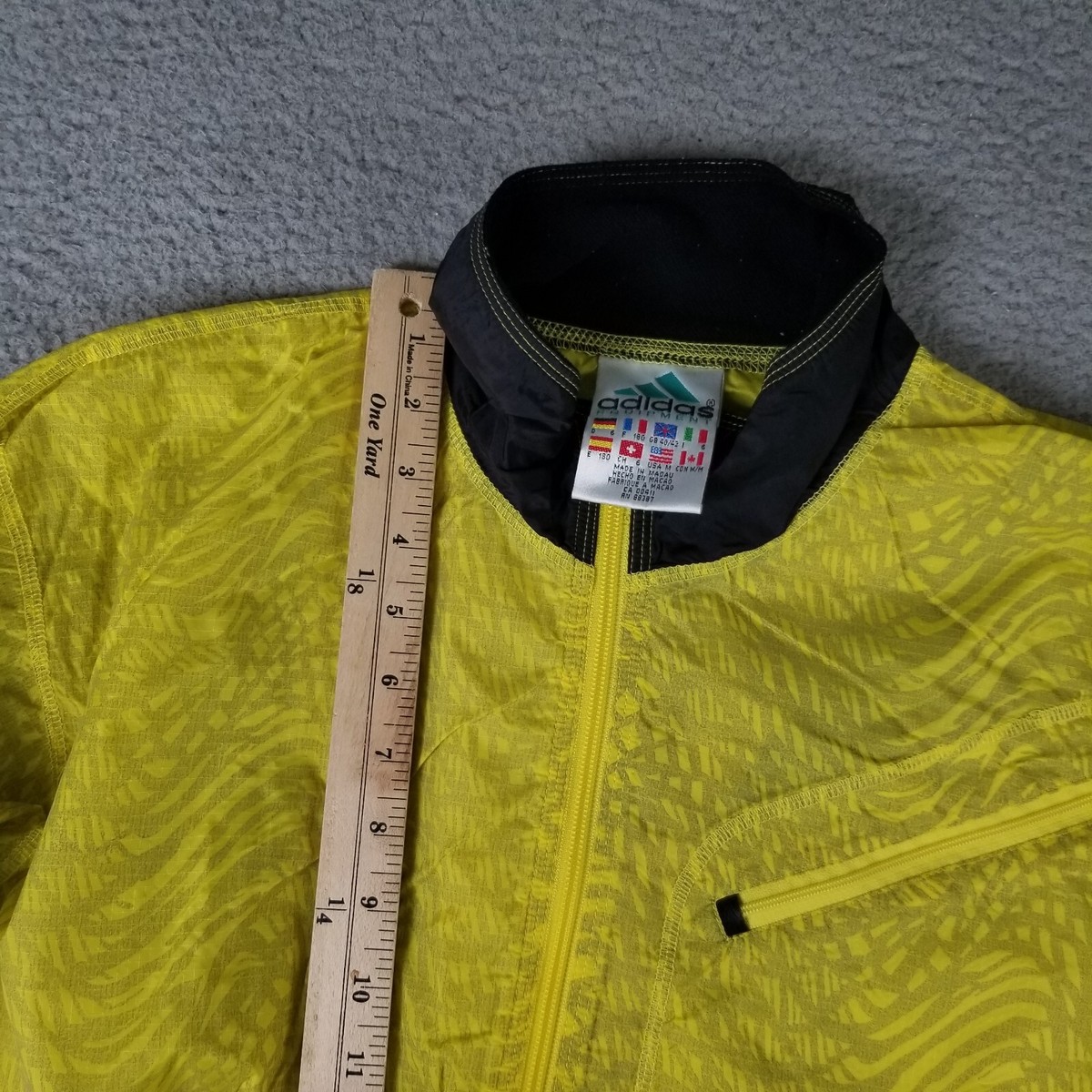 VINTAGE 90s ADIDAS EQUIPMENT RAGLAN TRACK JACKET MEDIUM YELLOW ZIP