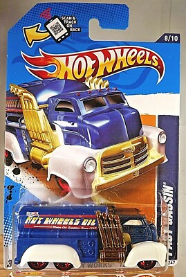 2012 Hot Wheels #138 HW City Works 8/10 FAST GASSIN Blue/White Variant w/Red 5Sp