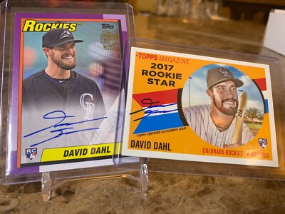* Lot of (2) David Dahl 2017 Topps Archives RC Autos: FFA-DD and RSA-DD /150 *