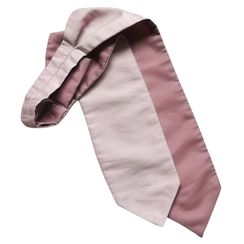 Great British Tie Club Men's Satin Wedding Ruche Cravat – Pre-Tied, Adjustable, Baby Pink (Italian Satin, UK Made) - View #2
