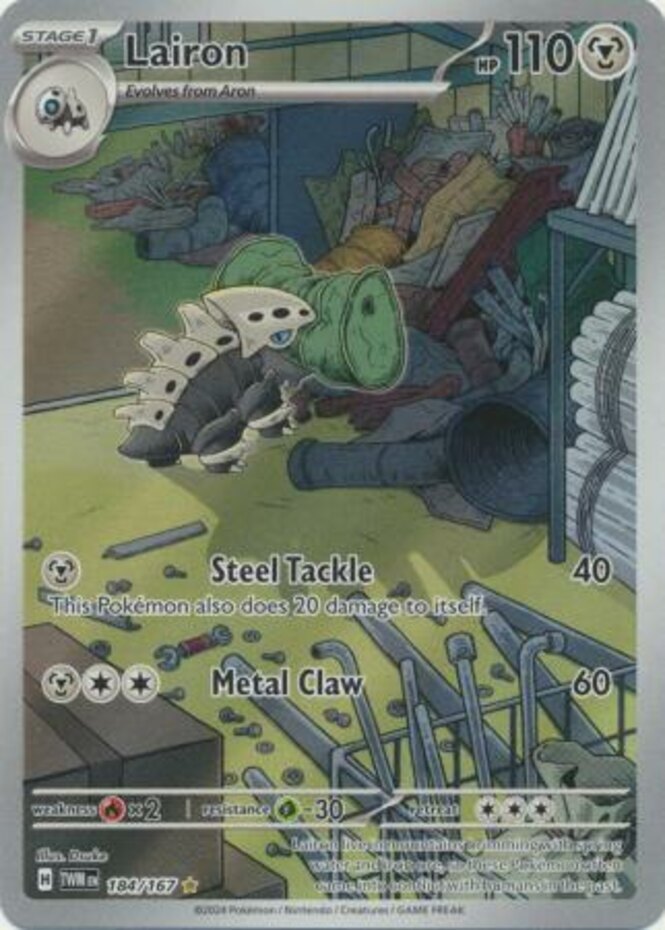 x1 Lairon - 184/167 - Illustration Rare Pokemon SV06 Twilight Masquerade M/NM