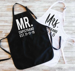 Mr Mrs Personalized Aprons Bride And Groom Gift Mr And Mrs