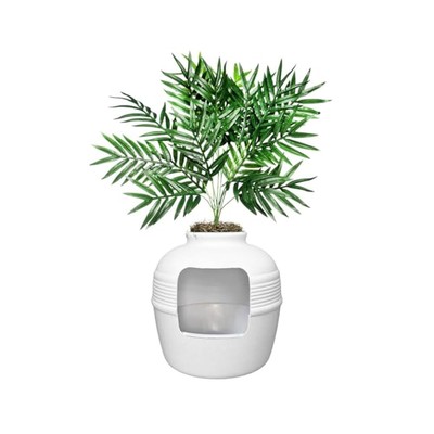 Modern Cat Litter Box Design, Hidden Plant, Odor Control & Easy Cleaning