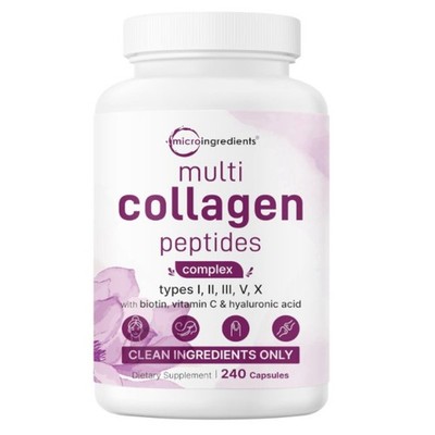 Micro Ingredients Multi Collagen Pills for Women & Men, 240 Capsules 1pcs