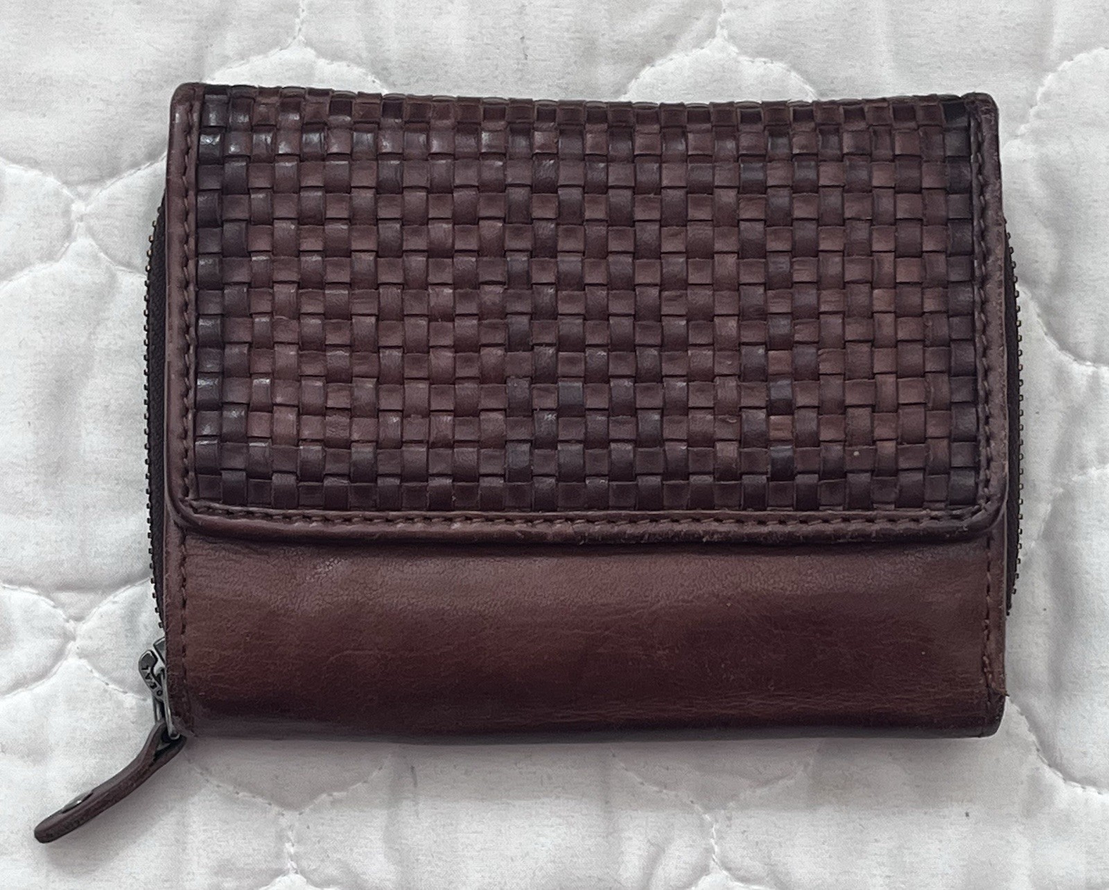 HARBOUR 2nd Brown Woven Trifold Women’s Wallet with Credit Card Slots