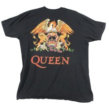 Queen Official Merch Black Graphic T-Shirt Mens Large Crest Logo Rock Band Tee