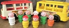 New ListingFisher-Price Little People Mini Bus red/yellow with Wooden people Vintage 1969