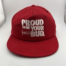 Budweiser Snapback Red Hat Proud to Be Your Bud VTG Cap 1990s Made in USA NOS