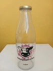 VINTAGE STYLE GLASS MILK BOTTLE WITH COW 1 LITRE BOTTLE WITH METAL SCREW CAP 10"