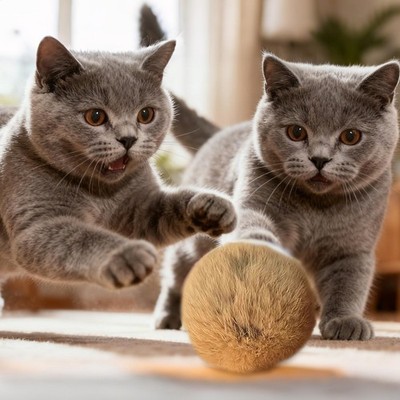 Rabbit Fur Ball Cat Toy, Soft Fluffy Cat Toy Ball, Furry Catnip Toy Ball   Soft