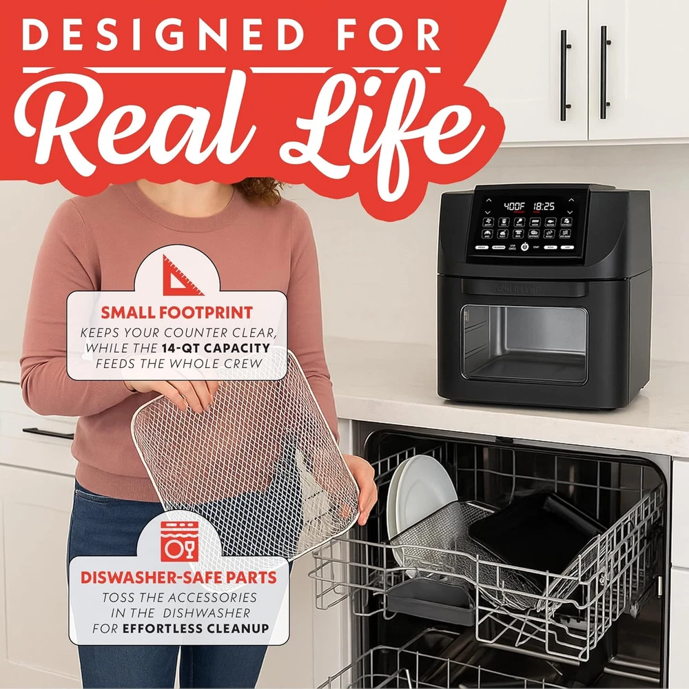 14-Quart Digital Air Fryer Toaster Oven Combo All-In-One Appliance 14-Quart Digital Air Fryer Toaster Oven Combo All-In-One Appliance
