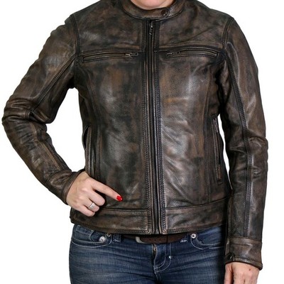 Hot Leathers JKL1024 Women's Distressed Brown Leather Jacket with Conceal and