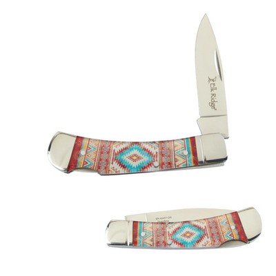 Elk Ridge Folding Knife 2.75'' 3Cr13 Steel Acrylic Handle Mosaic Artwork Lockback