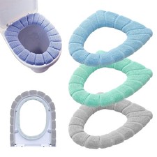 Bathroom Soft Thicker Warmer Stretchable Washable Cloth Toilet Seat Cover Pads