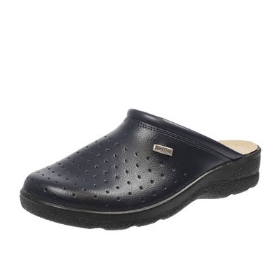 Saniflex Sanitär Hausschuhe Leder blau - Herren Schuhe Pantoffeln