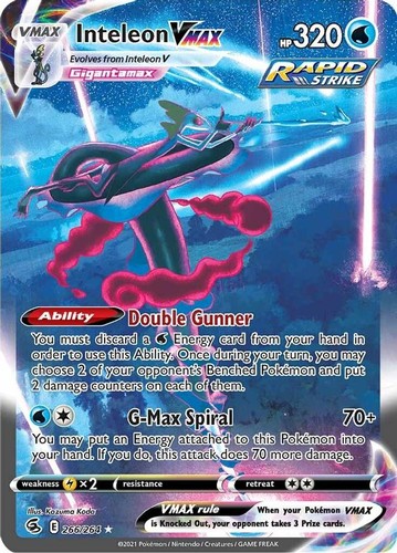 Inteleon VMAX - 266/264 - Pokemon Fusion Strike Sword Shield Alternate Art NM