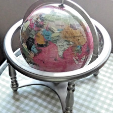 semi precious gemstone World Globe on gimbal base